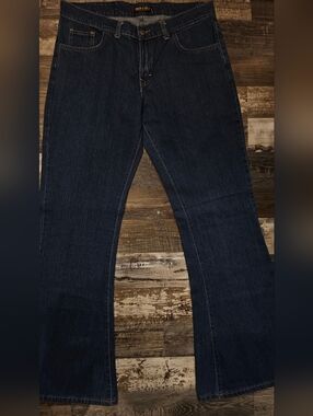 Run & Fly Wide Leg Jeans High Rise Dark Wash Flare Denim Women’s 32